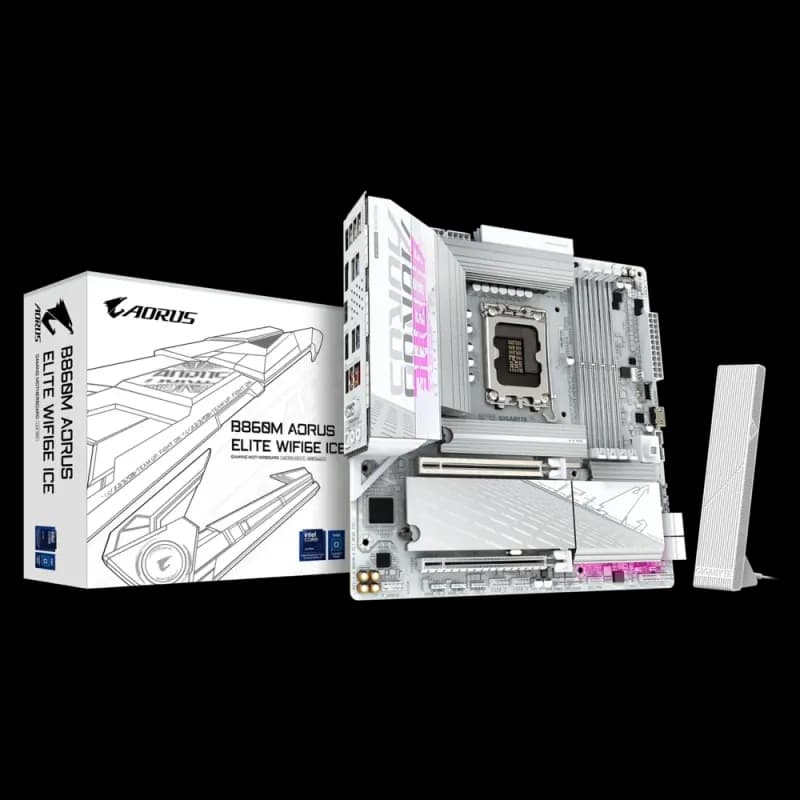 GIGABYTE B860M AORUS ELITE WIFI6E ICE LGA1851 Micro ATX Motherboard